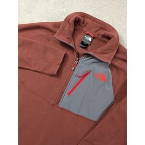 The North Face Mens FlashDry Quarter Zip Fleece Pullover Rust Grey Small